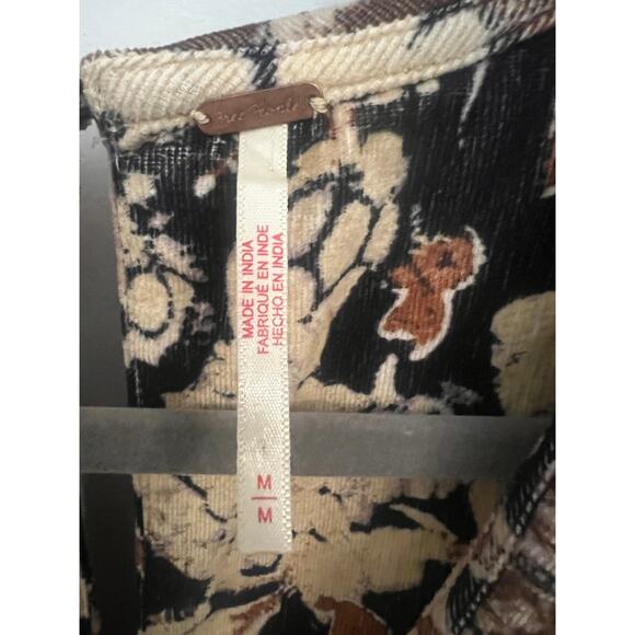 Free People Bali Antoinette Corduroy Mini Dress M Peter Pan Collar Boho Chic - Picture 6 of 14